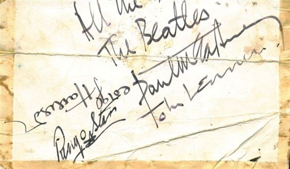 The Beatles Group Signed 3.5 x 5 Album Page With All 4 Signatures: Lennon, McCartney, Starr & Harrison (Beckett)
